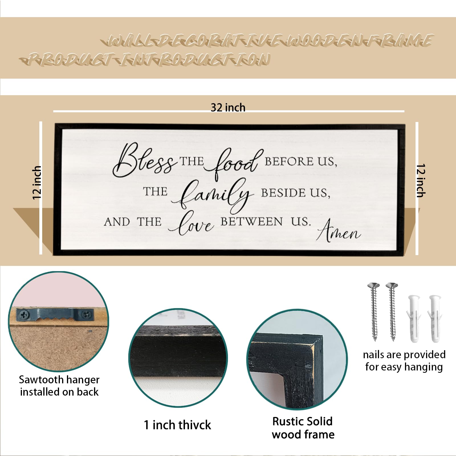 Amazon.com: Bless the Food Before Us Wall Decor Sign 32